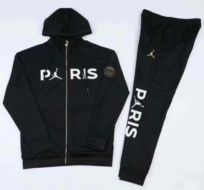 PSG Paris Black Training Suit Hoodie Jacket with Pants 2020/21